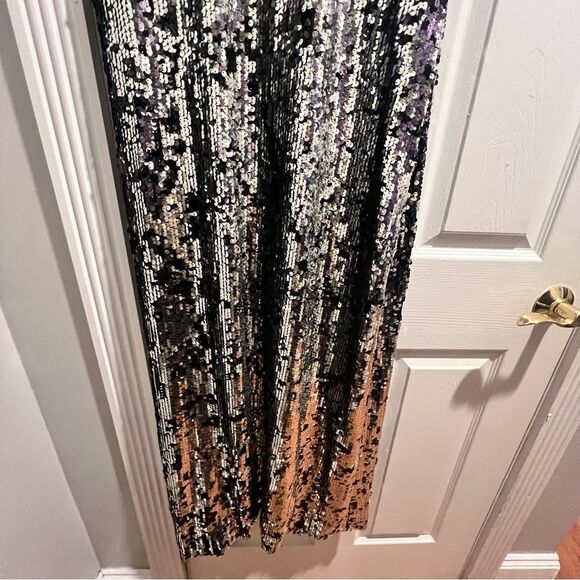 NWT Rachel‎ Zoe black and silver sequin maxi dress size 8 with front slit - Picture 7 of 15